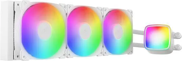 Alt view image 2 of 5 - Geometric Future Eskimo Pro - 360mm AIO CPU Liquid Water Cooler- RGB PWM Squama 2501W Fan x 3- Fit Intel® LGA 1700, AMD®AM5 - White- (GEO-EP-36W)