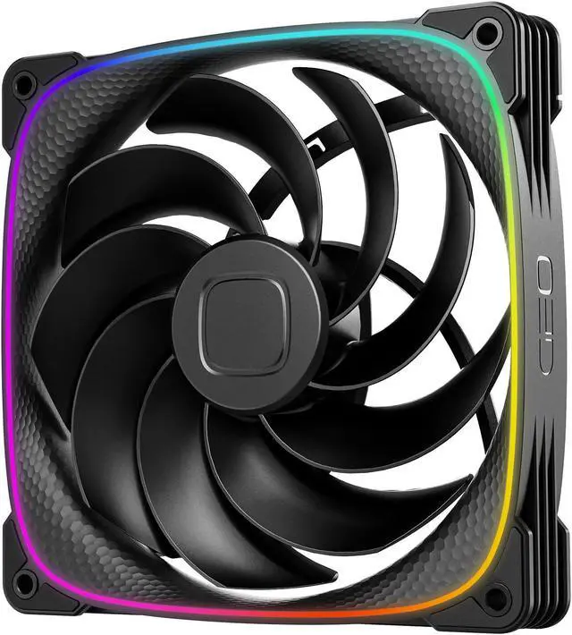 Alt view image 2 of 6 - Geometric Future Squama 2503R Reverse Blade RGB PWM Fan - 140mm - 3 Pack  Performance & Silent Balance - Dual Lighting Loop - 5V 3pin addressable RGB - 4pin PWM - Black(GEO-S2503RB-14T)