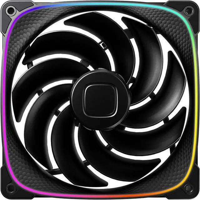 Alt view image 3 of 6 - Geometric Future Squama 2503R Reverse Blade RGB PWM Fan - 140mm - 3 Pack  Performance & Silent Balance - Dual Lighting Loop - 5V 3pin addressable RGB - 4pin PWM - Black(GEO-S2503RB-14T)