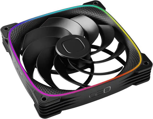 Alt view image 5 of 6 - Geometric Future Squama 2503R Reverse Blade RGB PWM Fan - 140mm - 3 Pack  Performance & Silent Balance - Dual Lighting Loop - 5V 3pin addressable RGB - 4pin PWM - Black(GEO-S2503RB-14T)