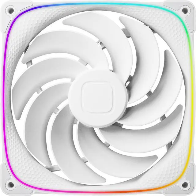 Alt view image 3 of 4 - Geometric Future Squama 2503R Reverse Blade RGB PWM Fan - 140mm - 3 Pack  Performance & Silent Balance - Dual Lighting Loop - 5V 3pin addressable RGB - 4pin PWM - White(GEO-S2503RW-14T)