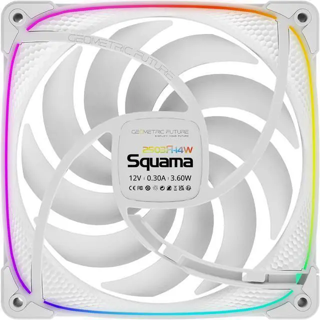 Alt view image 4 of 4 - Geometric Future Squama 2503R Reverse Blade RGB PWM Fan - 140mm - 3 Pack  Performance & Silent Balance - Dual Lighting Loop - 5V 3pin addressable RGB - 4pin PWM - White(GEO-S2503RW-14T)