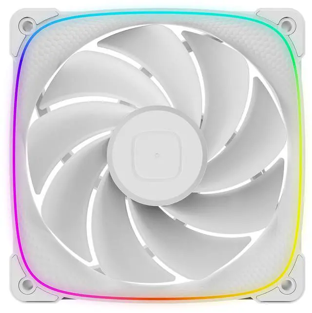 Main image of Geometric Future Squama 3003R-12 Reverse Blade RGB PWM Fan - 120mm x 30mm High-Performance PC Case Fan, Double-Sided ARGB Lighting, Hydro Dynamic Bearing - White, GEO-S3003RW-12S