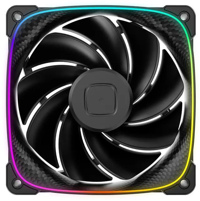 Main image of Geometric Future Squama 3003R-12 Reverse Blade RGB PWM Fan - 120mm x 30mm High-Performance PC Case Fan, Double-Sided ARGB Lighting, Hydro Dynamic Bearing - Black, GEO-S3003RB-12S
