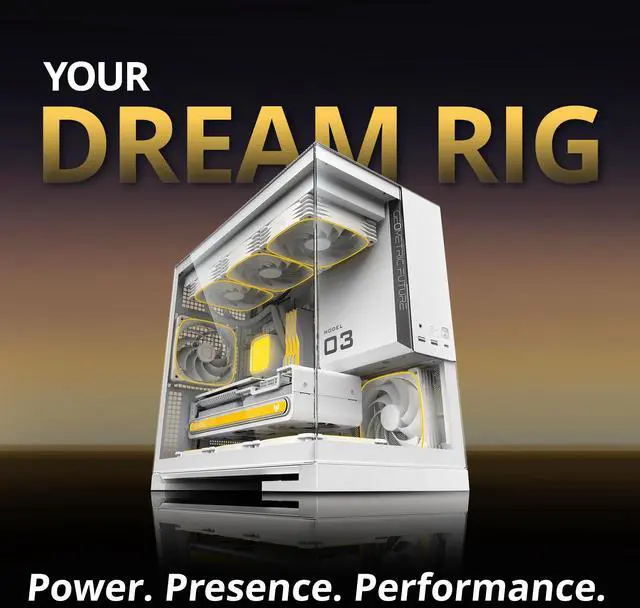 Alt view image 2 of 7 - Geometric Future Model 3 Panoramic Tempered Glass Dual Chamber Micro-ATX Tower PC Case, 5 Pre-Installed 120mm x 30mm PWM ARGB Fans, USB Type-C, 360mm Radiator Support, White, GEO-M3F-W