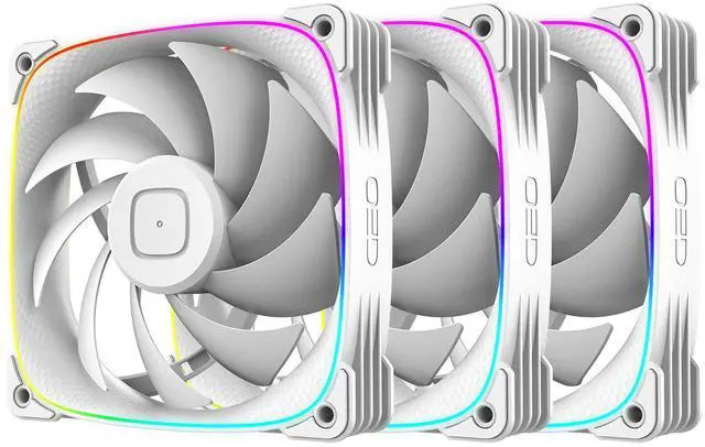 Main image of Geometric Future Squama 3003-12 RGB PWM Fan - 120mm x 30mm High-Performance PC Case Fans, 84 CFM, 2.93 mmH2O, Double-Sided ARGB Lighting, Hydro Dynamic Bearing - White, 3-Pack, GEO-S3003W-12T