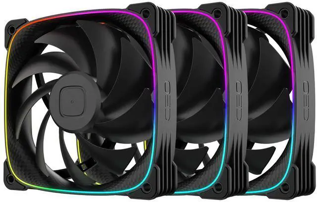 Main image of Geometric Future Squama 3003-12 RGB PWM Fan - 120mm x 30mm High-Performance PC Case Fans, 84 CFM, 2.93 mmH2O, Double-Sided ARGB Lighting, Hydro Dynamic Bearing - Black, 3-Pack, GEO-S3003B-12T