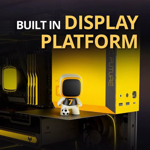 Alt view image 5 of 7 - Geometric Future Model 3 Panoramic Tempered Glass Dual Chamber Micro-ATX Tower PC Case, 5 Pre-Installed 120mm x 30mm PWM ARGB Fans, USB Type-C, 360mm Radiator Support, Black/Yellow, GEO-M3F-BY