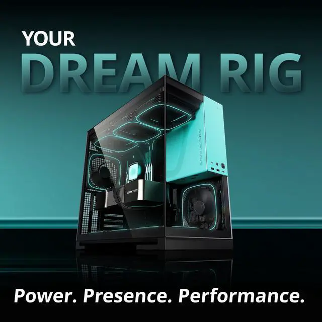 Alt view image 2 of 7 - Geometric Future M5 Tempered Glass Mid Tower, E-ATX/ATX Gaming Case, 1.2mm Steel, Type C, Toolless Panels, Support 420/360 Radiator, ARGB PWM 140m Fan x 5 Pre-Installed, Black/Blue, GEO-M5F-BTB