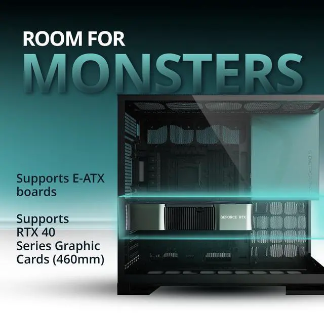 Alt view image 4 of 7 - Geometric Future M5 Tempered Glass Mid Tower, E-ATX/ATX Gaming Case, 1.2mm Steel, Type C, Toolless Panels, Support 420/360 Radiator, ARGB PWM 140m Fan x 5 Pre-Installed, Black/Blue, GEO-M5F-BTB