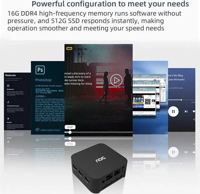 Alt view image 7 of 13 - AOC Mini-PC MOSS M1 Mini Computer Intel N95 Processor Mini PC Barebone System up to 3.4GHz with Graphics 16GB DDR5 512GB SSD Dual Frequency Wi-Fi 3.5*3.5*1.7 Inch 0.47 Lbs Home Office Work Business