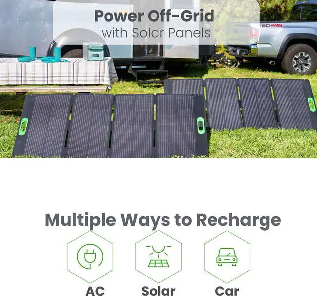 Alt view image 2 of 5 - Yoshino Solid-State Portable Solar Generator 2,000W (1,326Wh) with 400W (2x 200W) Portable Solar Panels, Recreation, Camping, Emergency