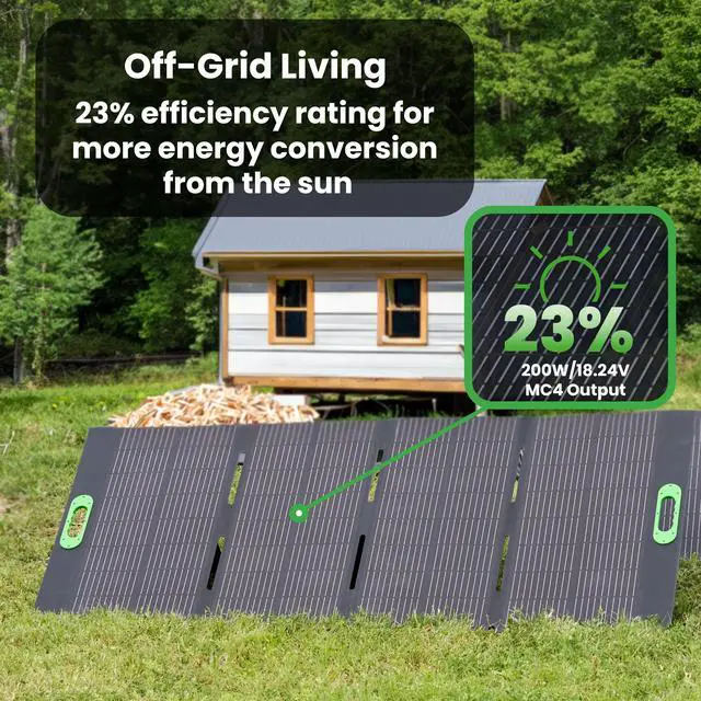 Alt view image 3 of 8 - Yoshino SP200 Foldable 200W Monocrystalline Portable Solar Panel for Electric Solar Generators, Water-Resistant IP67, Off-Grid, Camping, RV
