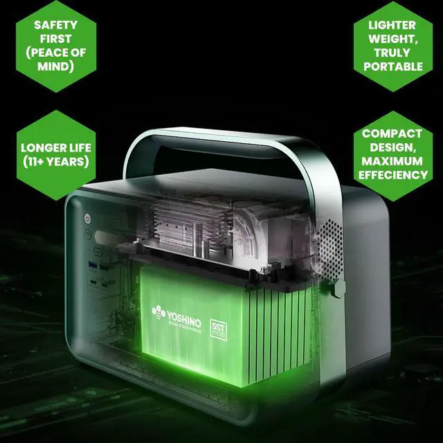 Alt view image 2 of 7 - Yoshino Solid-State Portable Solar Generator 660W (602Wh) with included 100W Portable Solar Panel, Recreation, Camping, Emergency