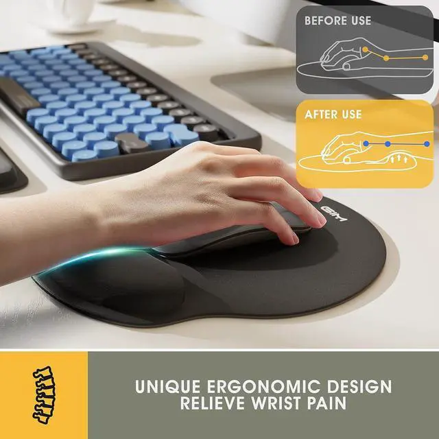 Alt view image 2 of 6 - Ergonomic Keyboard Wrist Rest and Mouse Pad with Wrist Support, GIM Memory Foam Mouse Cushion Anti-Slip Computer Wrist Rest Pad for Comfortable Typing Wrist Pain Relief Keyboard Wrist Rest