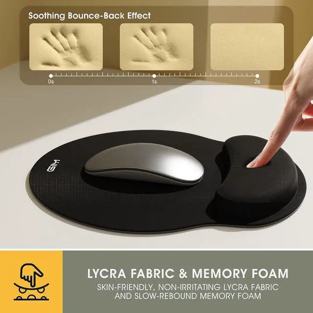 Alt view image 4 of 6 - Ergonomic Keyboard Wrist Rest and Mouse Pad with Wrist Support, GIM Memory Foam Mouse Cushion Anti-Slip Computer Wrist Rest Pad for Comfortable Typing Wrist Pain Relief Keyboard Wrist Rest