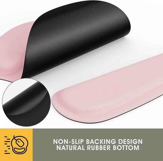 Alt view image 3 of 6 - Ergonomic Keyboard Wrist Rest and Mouse Pad with Wrist Support, GIM Memory Foam Mouse Cushion Anti-Slip Computer Wrist Rest Pad for Comfortable Typing Wrist Pain Relief Keyboard Wrist Rest (Pink)