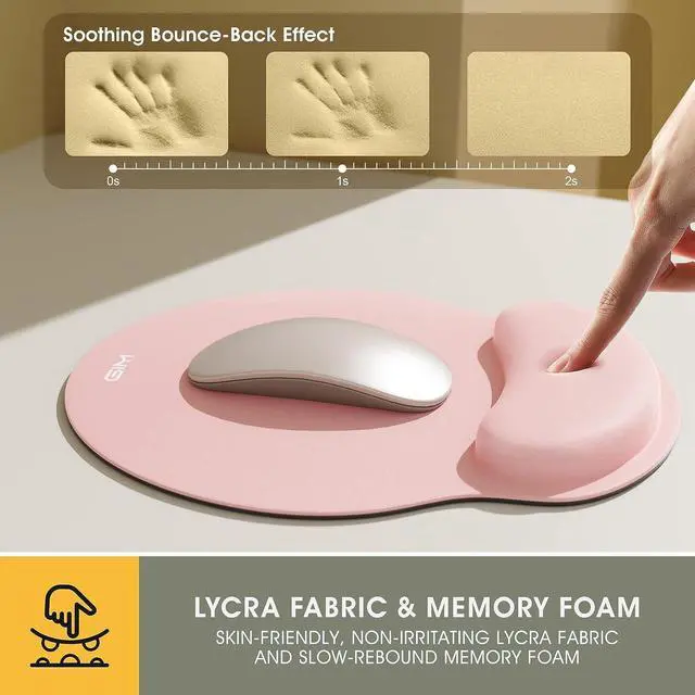 Alt view image 4 of 6 - Ergonomic Keyboard Wrist Rest and Mouse Pad with Wrist Support, GIM Memory Foam Mouse Cushion Anti-Slip Computer Wrist Rest Pad for Comfortable Typing Wrist Pain Relief Keyboard Wrist Rest (Pink)