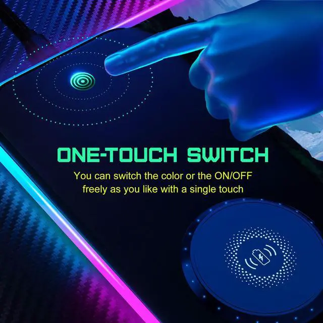 Alt view image 5 of 7 - GIM 15W Wireless Charging RGB Gaming Mouse Pad, LED Mouse Pad 800x300x4MM, 10 Light Modes Extra Large Mousepad Non-Slip Rubber Base RGB Desk Mat for Gaming, MacBook, PC, Laptop, Desk (Planetary)