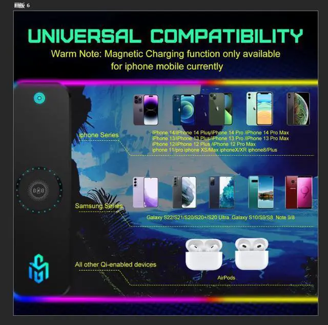 Alt view image 6 of 7 - GIM 15W Wireless Charging RGB Gaming Mouse Pad, LED Mouse Pad 800x300x4MM, 10 Light Modes Extra Large Mousepad Non-Slip Rubber Base RGB Desk Mat for Gaming, MacBook, PC, Laptop, Desk (Planetary)