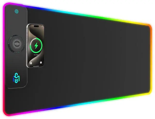 Main image of GIM Wireless Charging RGB Gaming Mouse Pad 15W, LED Mouse Mat 900x400x4MM, 10 Light Modes Extra Large Mousepad Non-Slip Rubber Base Computer Keyboard Mat for Gaming, MacBook, PC, Laptop, Desk