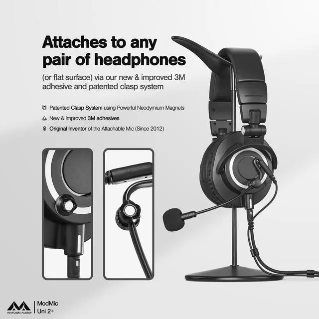 Alt view image 3 of 6 - Antlion Audio ModMic Uni 2+ Attachable 3.5mm Microphone