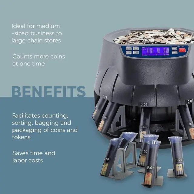 Alt view image 2 of 7 - AB510 Retail Sort & Wrap Coin Counter with Printer