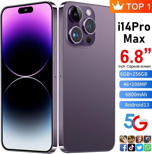  BDWJW I14 Pro Max 5G Unlocked Smartphone,6GB+256GB, for Android  13, 6.8 FHD Unlocked Cell Phone, 6800mAh, Battery Fast Charging,48MP+108MP  Dual Camera/Dual SIM/Face ID 5G Phone (White) : Cell Phones & Accessories