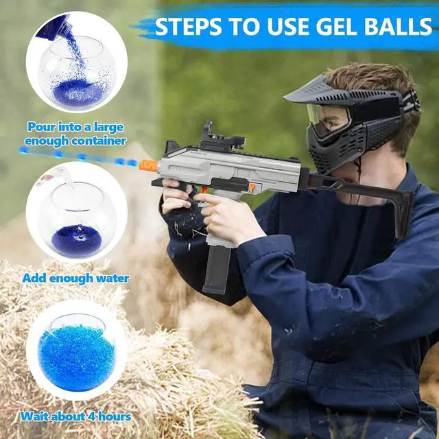 Alt view image 2 of 6 - Splatter Ball Blaster, Automatic Gel Ball Blaster with High Capacity Drum Water Bead Blaster Burst Gel Balls for Outdoor Game