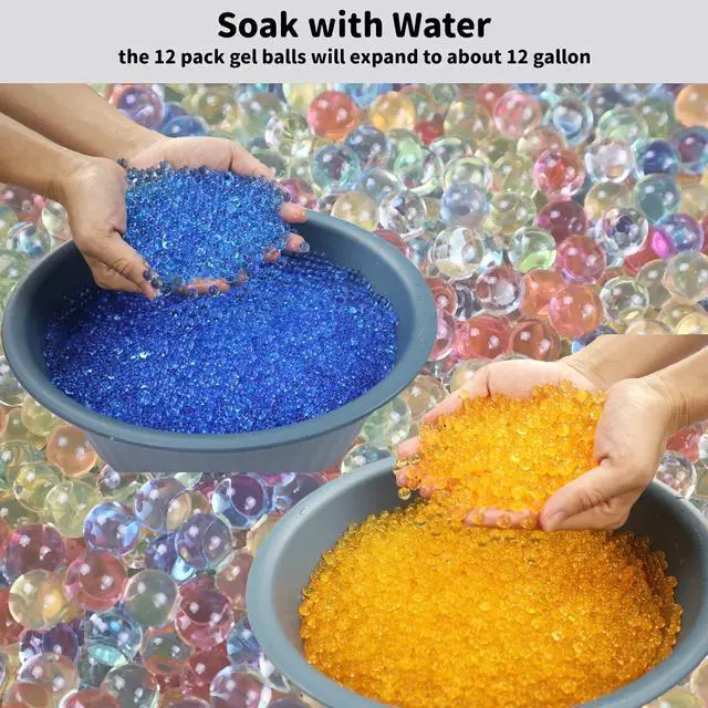 Alt view image 2 of 6 - Gel Ball Bullet Refill Ammo(12 Packs-True 10,000 per Pack),1.36 lb Water Beads for Splatter Ball Gun Blaster Non-Toxic Eco Friendly Water Gel Beads for Gel Gun,Orange and Blue Size of 7-8mm