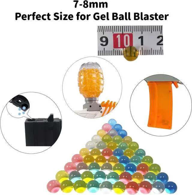 Alt view image 6 of 6 - Gel Ball Bullet Refill Ammo(12 Packs-True 10,000 per Pack),1.36 lb Water Beads for Splatter Ball Gun Blaster Non-Toxic Eco Friendly Water Gel Beads for Gel Gun,Orange and Blue Size of 7-8mm