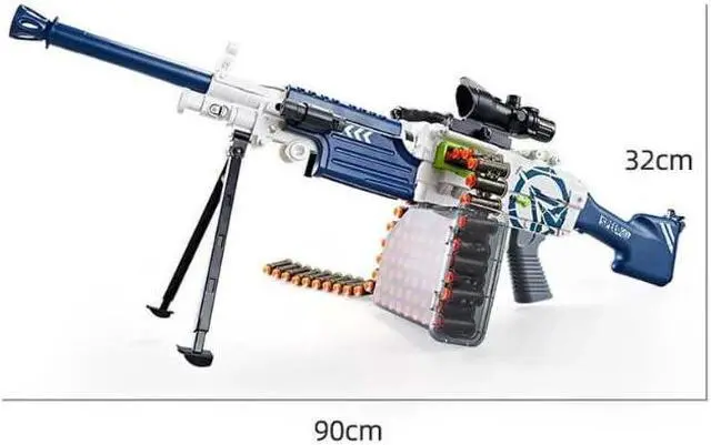 Alt view image 2 of 3 - biu blaster LH SAW M249 Electric Darts Blaster - Blue (US Stock)