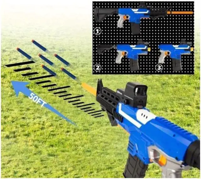Alt view image 3 of 6 - zhenduo Toy Gun Automatic Sniper Rifle for Nerf Guns Bullets SBL-02A-Blue (US Stock)