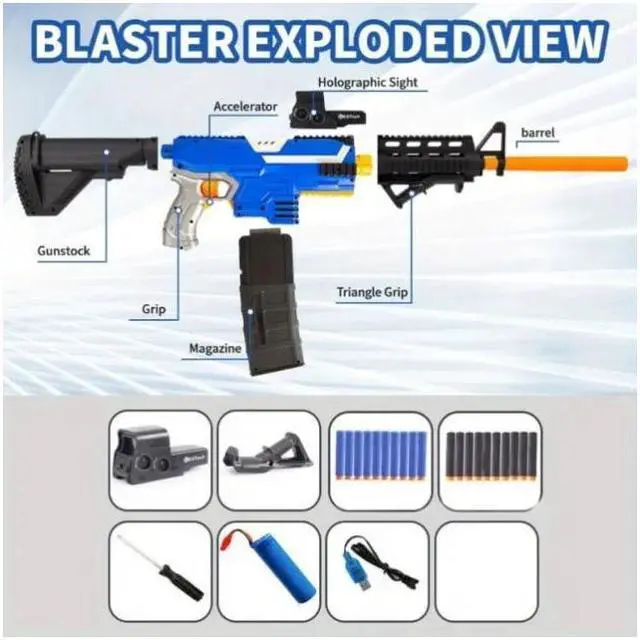 Alt view image 5 of 6 - zhenduo Toy Gun Automatic Sniper Rifle for Nerf Guns Bullets SBL-02A-Blue (US Stock)