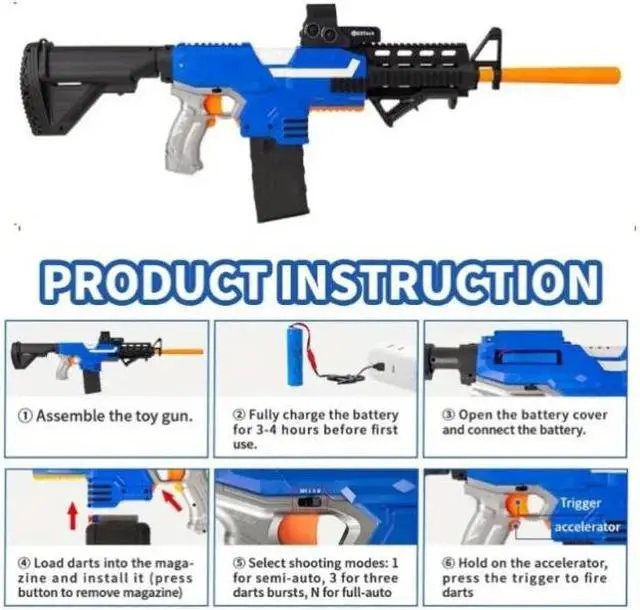 Alt view image 6 of 6 - zhenduo Toy Gun Automatic Sniper Rifle for Nerf Guns Bullets SBL-02A-Blue (US Stock)