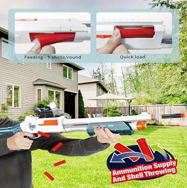 Alt view image 4 of 4 - biu blaster Shotgun Model Toy Manual Loading Foam Toy blaster Shell Projectile Soft Bullet Design, Suitable for Outdoor Toys, Birthday Gifts, Soft Bullet blaster