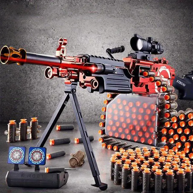 Main image of biu blaster LH SAW M249 Electric Darts Blaster -Red