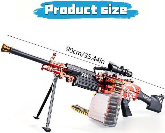 Alt view image 4 of 6 - biu blaster LH SAW M249 Electric Darts Blaster -Red