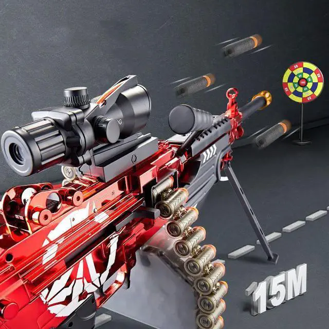 Alt view image 5 of 6 - biu blaster LH SAW M249 Electric Darts Blaster -Red