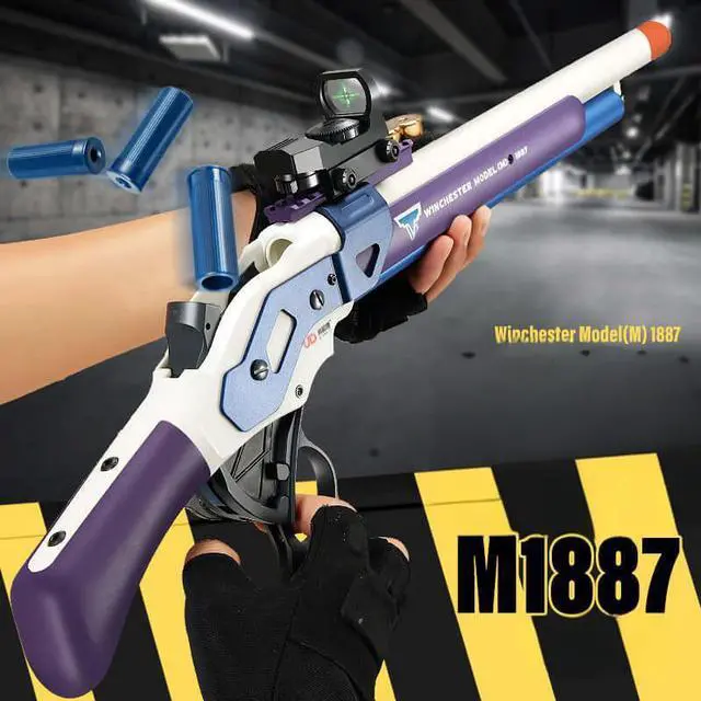 Alt view image 2 of 7 - zhenduo 27in Alloy Material Soft Bullet Blaster Shell Ejecting, 2.6lb Weight Dart Blaster with 20 Soft Foam Darts, Toy Foam Blaster Lever Action Gifts for Boys Christmas Day Gifts