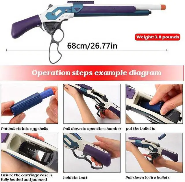 Alt view image 3 of 7 - zhenduo 27in Alloy Material Soft Bullet Blaster Shell Ejecting, 2.6lb Weight Dart Blaster with 20 Soft Foam Darts, Toy Foam Blaster Lever Action Gifts for Boys Christmas Day Gifts