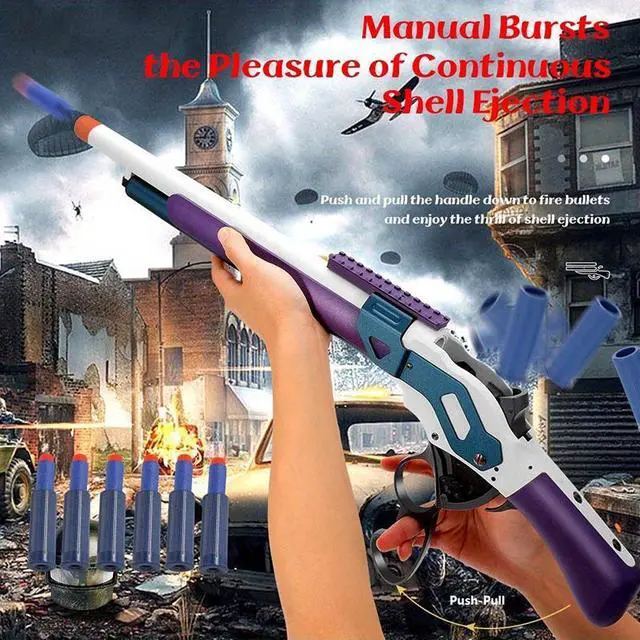 Alt view image 5 of 7 - zhenduo 27in Alloy Material Soft Bullet Blaster Shell Ejecting, 2.6lb Weight Dart Blaster with 20 Soft Foam Darts, Toy Foam Blaster Lever Action Gifts for Boys Christmas Day Gifts