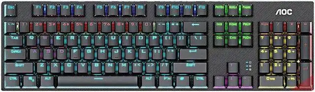 Alt view image 7 of 7 - AOC Keyboard Gaming RGB Mechanical Keyboard GK410 104 Keys Panel Computer for Home Office Gaming Work for Windows&Mac Black with Wired Mouse