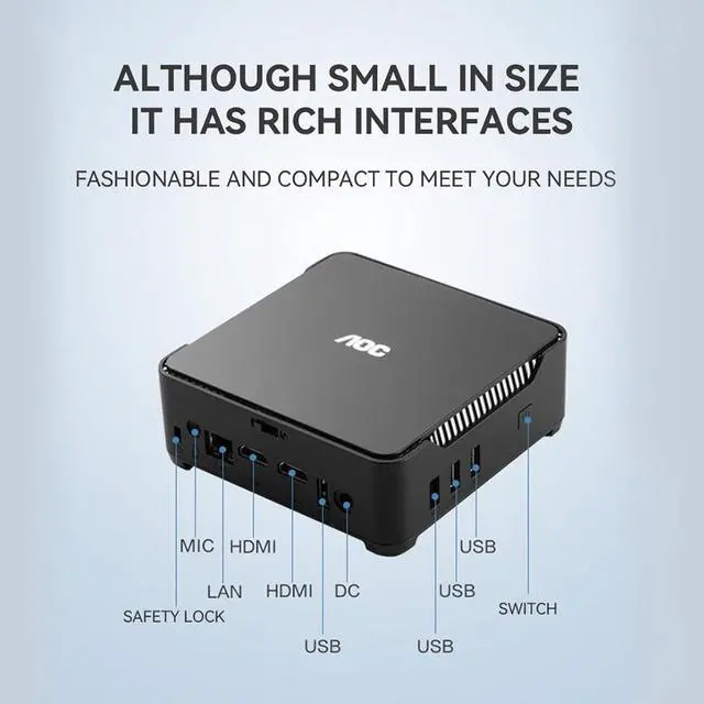 Alt view image 6 of 7 - AOC Mini PC MOSS M3 Mini Computer Mini PC Barebone System Intel N95 Processor up to 3.4GHz with Graphics 8GB DDR4 256GB SSD Dual Frequency Wi-Fi 5.1*5.1*1.8 Inch 0.85 Pound Home Office Work Business