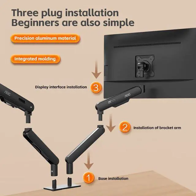 Alt view image 6 of 7 - AOC Dual Monitor Arm Desk Stand Adjustable Two Monitor Freestanding Desk Stand for 17 to 34 Inch Computer Screens Holds up to 19.84 lbs AM420B Black Office Work Business