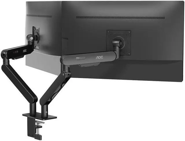 Alt view image 2 of 7 - AOC Dual Monitor Arm Desk Stand Adjustable Two Monitor Freestanding Desk Stand for 17 to 34 Inch Computer Screens Holds up to 19.84 lbs AM420B Black Office Work Business