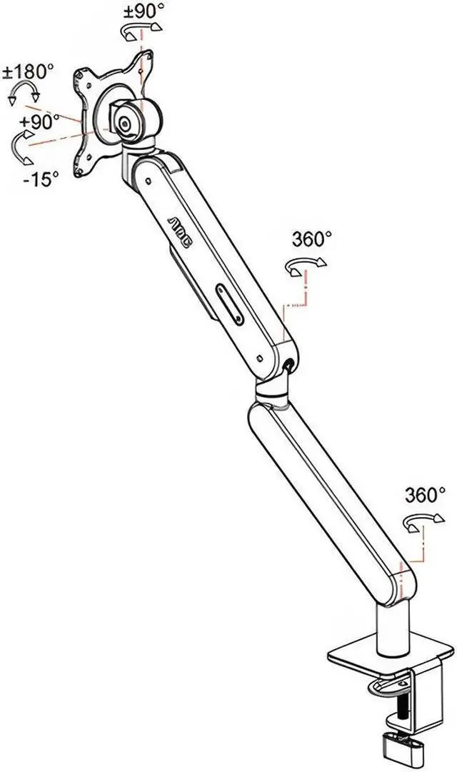 Alt view image 3 of 7 - AOC Single Monitor Mount Stand Holds up to 19.8 lbs for 17-34" LCD LED Computer Screens Bracket Adjustable 360° Rotation AM400B Black for Office Home Gaming