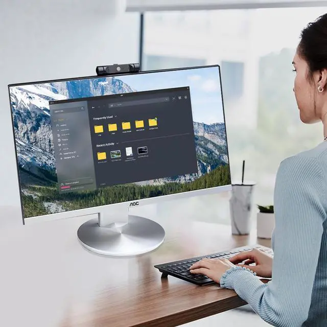 Alt view image 2 of 7 - AOC All-in-One Business Desktop 23.8" FHD Display AMD R5 5600G Processor up to 4.4GHz 16GB RAM 512 GB SSD Windows 11 Home Wi-Fi Keyboard&Mouse Dual Speakers Adjustable Angle Height PC Office Work