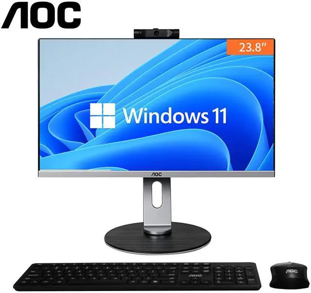 AOC All-in-One Business Desktop 23.8" FHD Display  AMD R5 5600G Processor up to 4.4GHz 16GB RAM 512 GB SSD Windows 11  Wi-Fi Keyboard&Mouse Dual Speakers Adjustable Angle Height PC Office Work/gaming