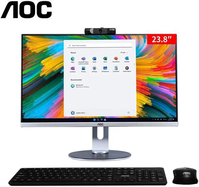 Main image of AOC All-in-One Business PC 23.8" FHD Display  AMD R5 5600G Processor up to 4.4GHz 16GB RAM 512 GB SSD Windows 11 Home Wi-Fi Keyboard&Mouse Dual Speakers Adjustable Angle Height Desktop